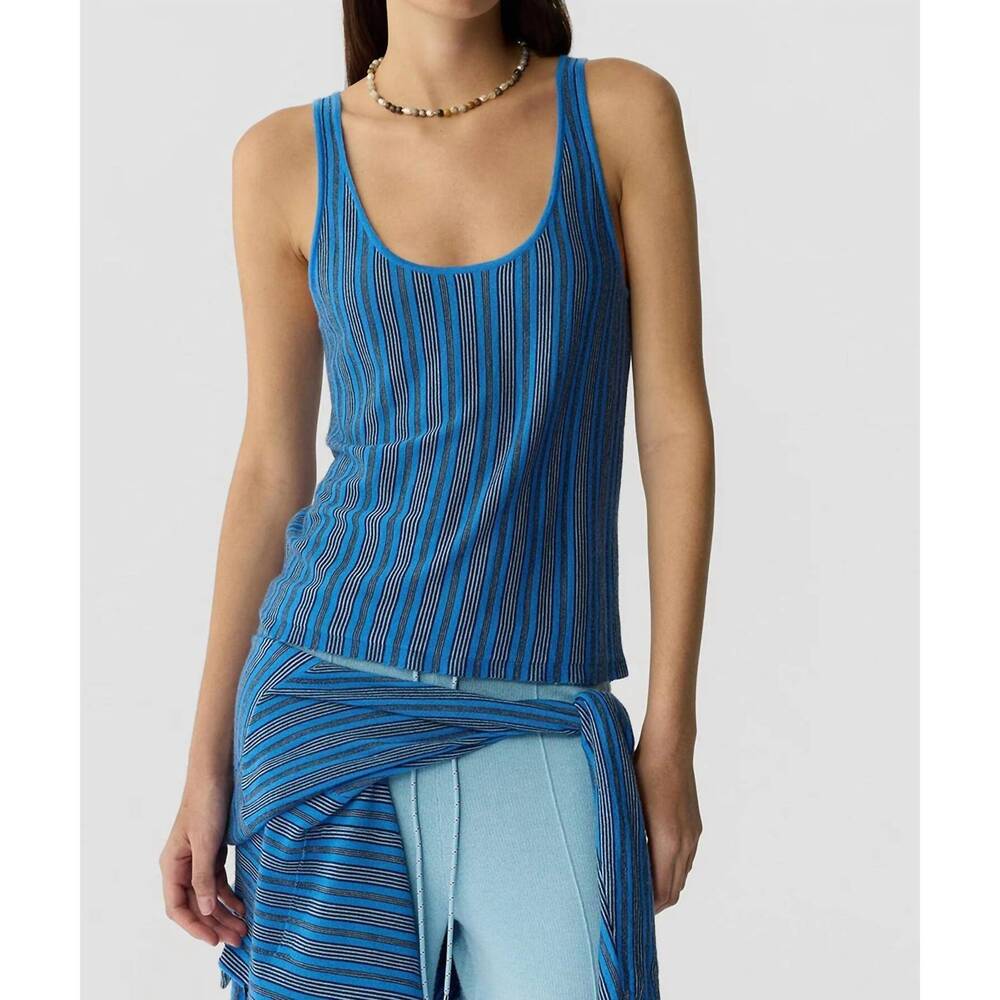 NEW GUEST IN RESIDENCE fine stripe tank top in sail combo